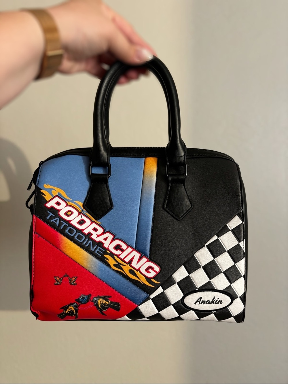 Star Wars x Disney Anakin Podracing Tatooine Zip-Top Satchel - Black/Blue/Red